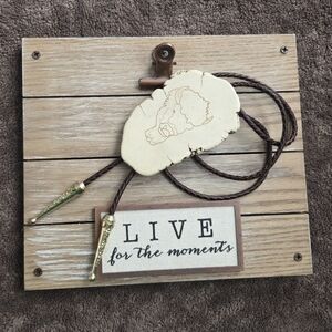 Southwestern Large Buffalo Lazer Cut Howlite Slab Bolo Tie Necklace Western